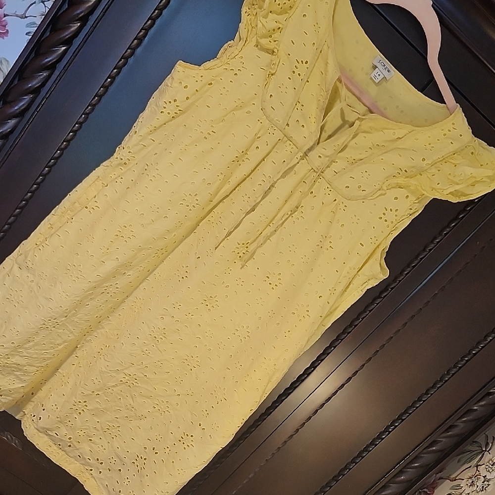 J. Crew Lightweight Yellow Eyelet Sleeveless Dress